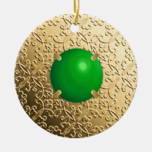 Goldschatten mit einem Imitat-Jade-Edelstein Keramik Ornament