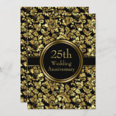 Goldschatten über schwarzem Hintergrund Einladung (Vorne/Hinten)