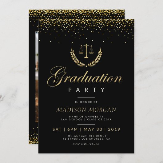 Goldschatz Jurastudium Party Einladung (Vorne/Hinten)