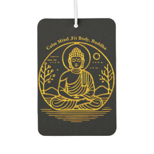 Goldschauender Buddha sitzt in der serenischen Med Autolufterfrischer
