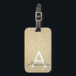 Goldschein-Glitzer-Monogramm-Name Gepäckanhänger<br><div class="desc">Goldschein-Glitzer-Monogramm-Name und Anfangsgepäck-Umbau. Dieser Taschenumbau ist für zurück zu Schule,  Arbeit oder das Reisen perfekt.</div>