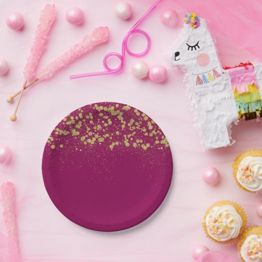 Goldschein-GlitzerConfetti Pappteller (Party)