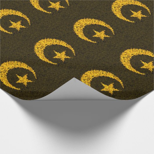 Goldscheinmond und -stern islamisch geschenkpapier (Ecke)