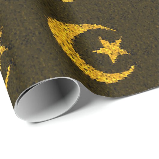 Goldscheinmond und -stern islamisch geschenkpapier (Rolleneckpunkt)