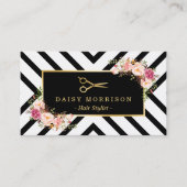 Goldschere Blumenhaar Stylist Schönheitssalon Visitenkarte (Vorderseite)