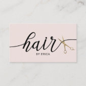 Goldschere Elegant Blush Pink Typografy Hair Visitenkarte (Vorderseite)