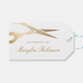 Goldschere | Elegante Schwarz-Weiß-Handarbeit von Geschenkanhänger (Vorderseite (Horizontal))