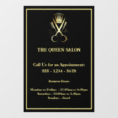 Goldschere Friseur Salon Öffnungszeiten Fensteraufkleber (Blatt)