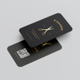 Goldschere Friseurliste Minimalistischer Qr-Code Visitenkarte