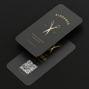 Goldschere Friseurliste Minimalistischer Qr-Code Visitenkarte