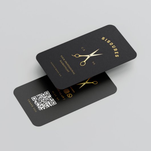 Goldschere Friseurliste Minimalistischer Qr-Code Visitenkarte