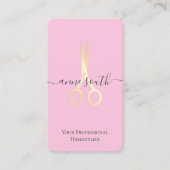 Goldschere Friseursalon QR Pink Visitenkarte (Vorderseite)