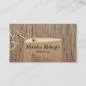 Goldschere Haar Stylist Salon Rustic Kraft Terminkarte (Vorderseite)