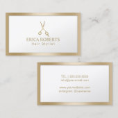 Goldschere Haar Stylist Schönheitssalon Goldrahmen Visitenkarte (Vorne/Hinten)