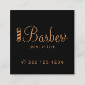 Goldschere im Barbershop mit QR-Code Quadratische Visitenkarte (Vorderseite)