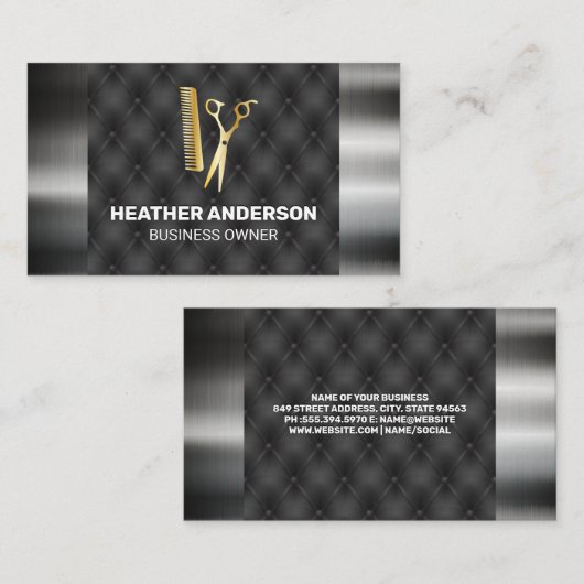 Goldschere | Metallische Trimm Visitenkarte (Vorne/Hinten)