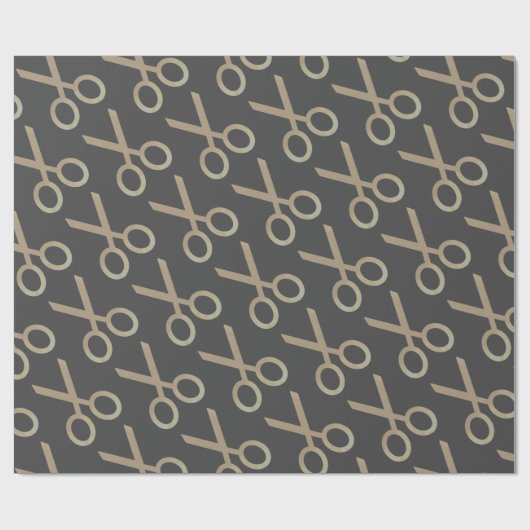 Goldschere Muster Dunkelgrau Geschenkpapier (Flach)