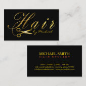 Goldschere Script-Haarstylist-Salon #4 Visitenkarte (Vorne/Hinten)