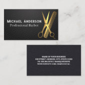 Goldschere und Kamm | Kohlenstofffaser Visitenkarte (Vorne/Hinten)