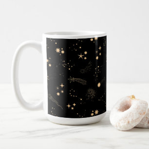 Goldschießsterne comicieren Himmel Nacht Kaffeetasse