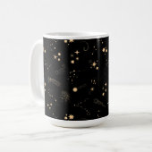 Goldschießsterne comicieren Himmel Nacht Kaffeetasse (Vorderseite Links)