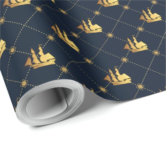 Goldschiff Geschenkpapier (Rolleneckpunkt)
