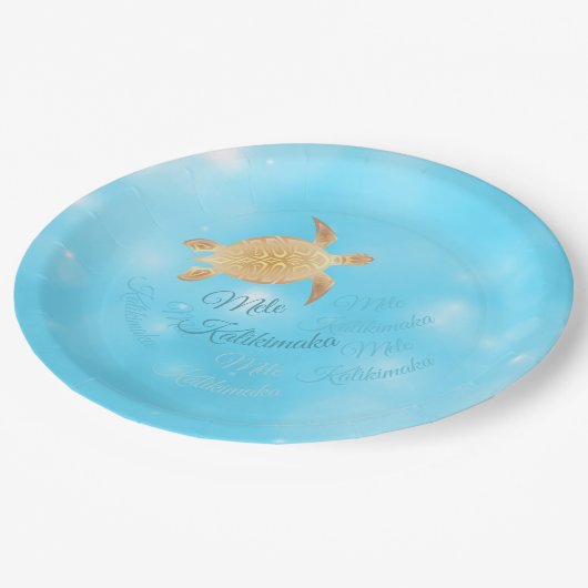 Goldschildkröte | Hawaiianische Weihnachten | Pappteller (Schrägansicht)