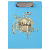 Goldschildkröte-Monogramm Klemmbrett (Vorderseite)