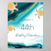 Goldschildkröten Aquamarin Tinte Custom Geburtstag Poster (Vorne)