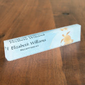 Goldschildkröten-blaue Tinte Monogram-Küste  Namensplakette (Seite)