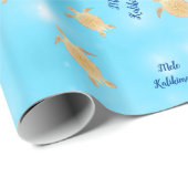 Goldschildkröten Blauer Glitzer | Mele Kalikimaka Geschenkpapier (Rolleneckpunkt)