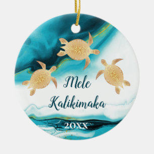 Goldschildkröten   Mele Kalikimaka   FOTO Keramik Ornament