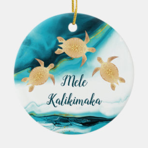 Goldschildkröten Mele Kalikimaka Hawaiianische We Keramik Ornament