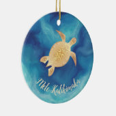 Goldschildkröten Mele Kalikimaka Hawaiianische Wei Keramik Ornament (Rechts)