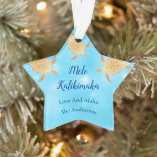 Goldschildkröten Mele Kalikimaka Hawaiianische Wei Ornament