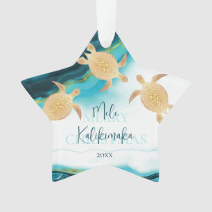 Goldschildkröten Mele Kalikimaka Hawaiianische Wei Ornament