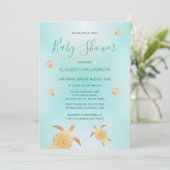 Goldschildkröten | Neutrale Babydusche für Geschle Einladung (Stehend Vorderseite)