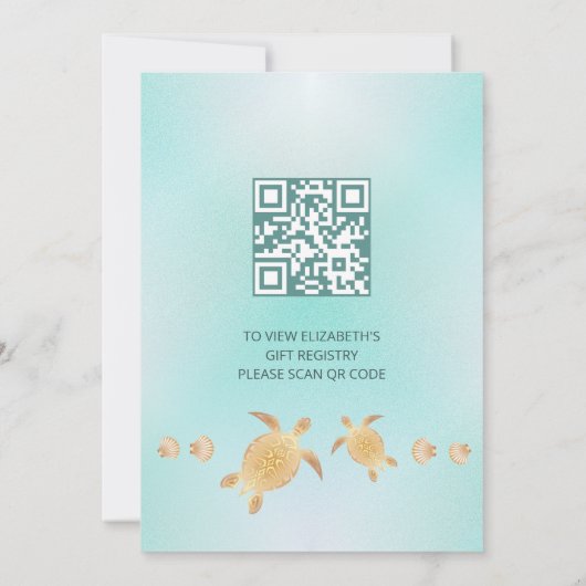 Goldschildkröten | Neutrale Babydusche für Geschle Einladung (Rückseite)