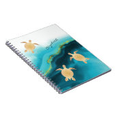 Goldschildkröten-Tribal-Aquamarin-Tinte Monogramm Notizblock (Rechte Seite)