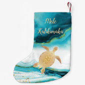 Goldschildkrötenstamm Aquamariner Marmor Mele Kali Kleiner Weihnachtsstrumpf (Rückseite)