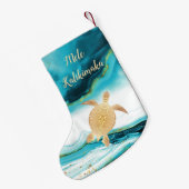 Goldschildkrötenstamm Aquamariner Marmor Mele Kali Kleiner Weihnachtsstrumpf (Rückseite (Hängend))