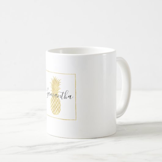 Goldschillernde Ananas Kaffeetasse (VorderseiteRechts)