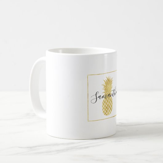 Goldschillernde Ananas Kaffeetasse (Vorderseite Links)