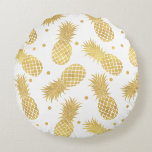 Goldschillernde Ananas Rundes Kissen
