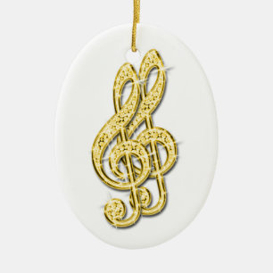 Goldschillernder funkelnd Diamant-Musiknoten Keramikornament