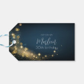 Goldschimmer am Geburtstag, Mitternacht, blau glän Geschenkanhänger (Rückseite Horizontal)