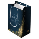 Goldschimmer am Geburtstag, Mitternacht, blau glän Mittlere Geschenktüte (Vorderseite Schrägansicht)