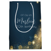 Goldschimmer am Geburtstag, Mitternacht, blau glän Mittlere Geschenktüte (Vorderseite)