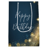 Goldschimmer am Geburtstag, Mitternacht, blau glän Mittlere Geschenktüte (Rückseite)
