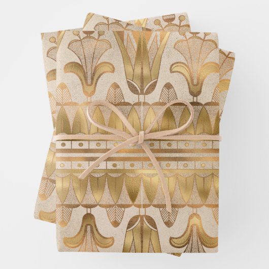 Goldschimmer Art Déco Geschenkpapier Set (Beispiel)